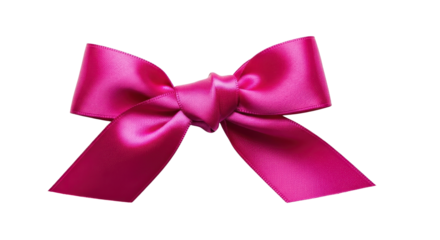 Shiny fuchsia pink ribbon bow isolated PNG with Transparent Background
