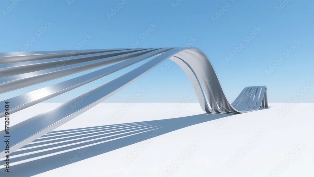 Aufkleber modern abstract metallic structure with smooth curves and long shadows