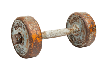 old rusty dumbbell isolated. dumbbell isolated on white background