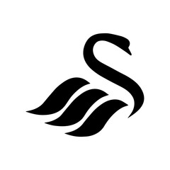 Black swan vector silhouette logo design icon