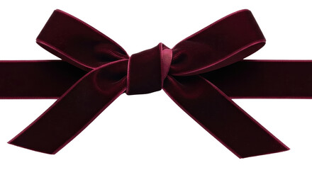 Luxurious Deep Burgundy Velvet Ribbon Bow Isolated on White Background