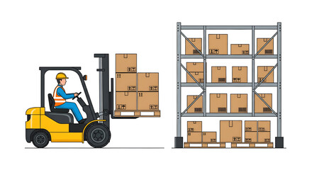 Forklift Operator Loading Boxes in Warehouse | Efficient Inventory Management & Logistics Operations