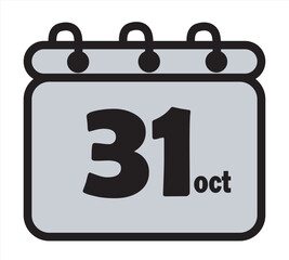 October 31 Calendar Halloween Date Icon Vector