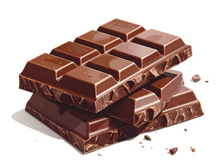 Delicious chocolate bar, a decadent treat, is carefully stacked 