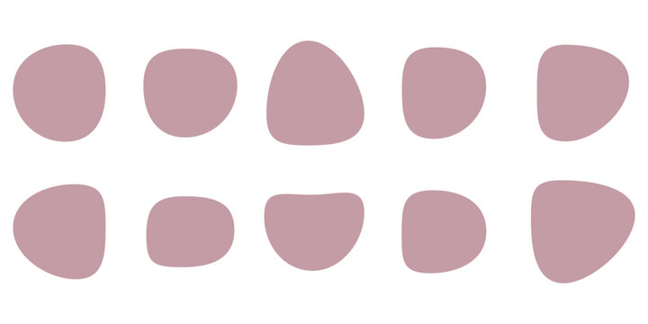 Random blob circles silhouette icon set. An arrangement of black organic shapes. Isolated on a white background.