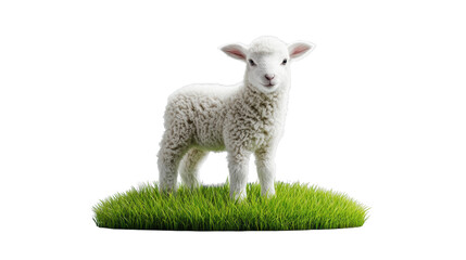 Fototapeta premium Lamb standing on grass, isolated, transparent background