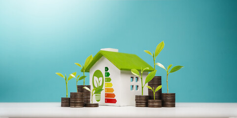 Energy-saving homes, energy efficiency concepts, eco-friendly home improvements, cost savings, low-energy eco-friendly homes, green handshake