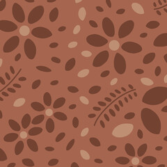 abstract flowers pattern with brown background 