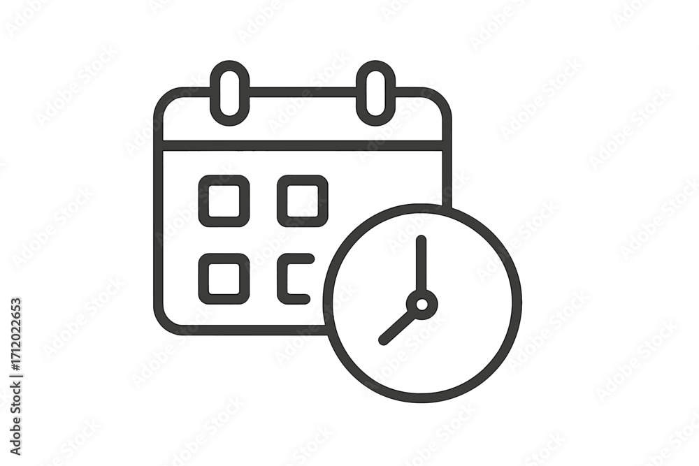Poster schedule icon time and date. calendar and clock symbol. planning, appointment, event reminder concep