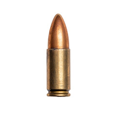 Single Bullet: A close-up shot features a solitary bullet, its brass casing glinting subtly in the light, a stark symbol of power.