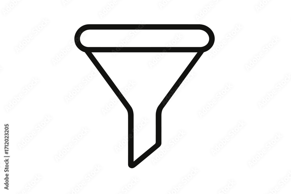 Poster funnel line icon vector for sales and marketing. concept of data filtering, conversion pipeline, and