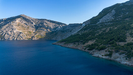 Aerial view of the Adriatic Sea and the Biokovo Mountains, Croatia
