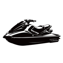 Naklejka premium black and white silhouette of a jet ski vector on a white background