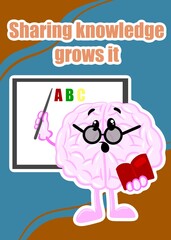 brain as a teacher cute brain cartoon style illustration