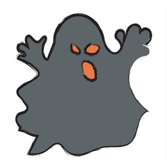 Ghost Doodle Scary Halloween Illustration Vector