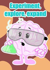 brain chemical cute brain cartoon style illustration