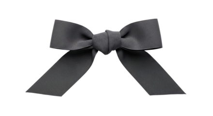 Gray satin ribbon bow isolated PNG with Transparent Background
