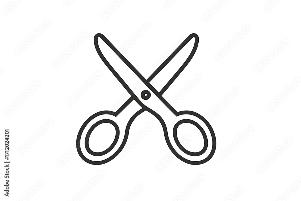 Poster scissors icon vector for cutting. minimalistic line art pictogram for web design, apps, and graphic 