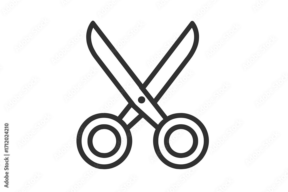 Poster scissors line icon. cutting tool symbol. minimalistic pictogram for web and graphic design. vector i