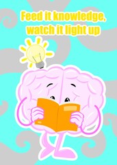 brain find idea while reading cute brain cartoon style illustration