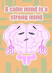 brain meditating cute brain cartoon style illustration