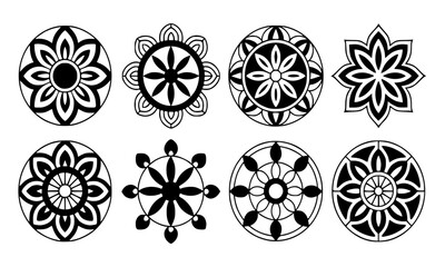 &ldquo;Sand Mandala Tibetan Art Vector Set &ndash; 8 Black Silhouette Sacred Mandalas, Buddhist Symbols, Sharp Edges, Scalable Illustration&rdquo;
