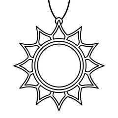 Sunburst Pendant line art vector