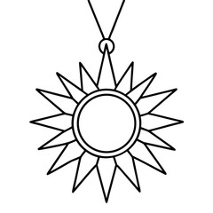 Sunburst Pendant line art vector