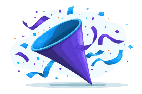 Colorful Pixel Art Party Horn with Confetti