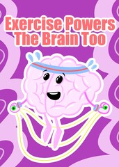 brain jumping rope cute brain cartoon style illustration