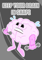 brain workout cute brain cartoon style illustration