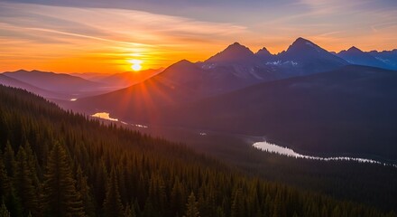 Majestic Mountain Sunset View.