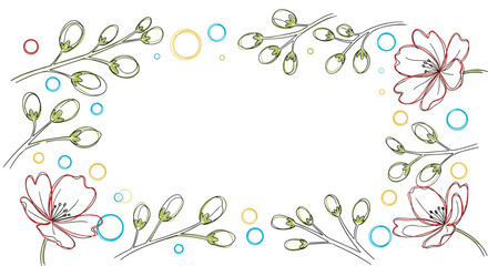 Obraz premium Elegant floral and bubbly border design for invitations and greeting cards.