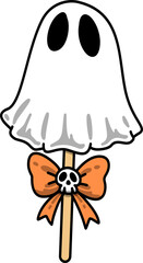 Halloween Ghost Lollipop with Skull Bow Cartoon
