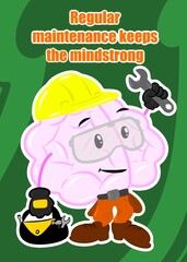 engineer brain cute brain cartoon style illustration