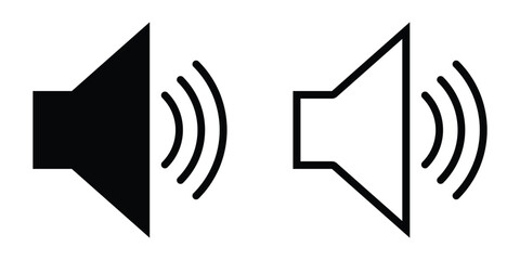 Dark isolated speaker shape icon on white background. Wireless multimedia vector icons set. Volume audio icons on white page. EPS 10. 