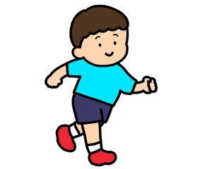 笑顔で走る男の子