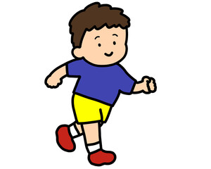 笑顔で走る男の子