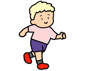笑顔で走る男の子