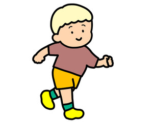 笑顔で走る男の子