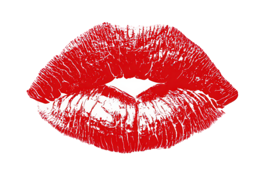 Red Kissing Lips On Black Background