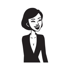 Beautiful Woman in Formal Dress Black and White Illustration Vector Art Design