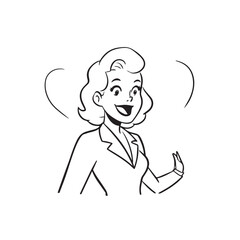 Beautiful Woman in Formal Dress Black and White Illustration Vector Art Design
