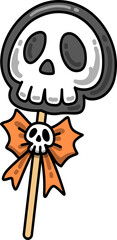 Halloween Skull Lollipop with Bow Cartoon