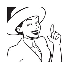 Beautiful Woman in Formal Dress Black and White Illustration Vector Art Design