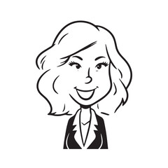 Beautiful Woman in Formal Dress Black and White Illustration Vector Art Design