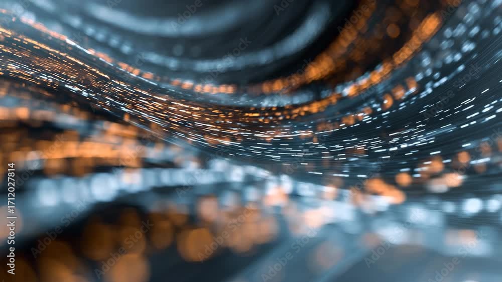 Poster abstract digital waves with glowing lines create a futuristic atmosphere, representing innovation an