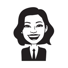 Beautiful Woman in Formal Dress Black and White Illustration Vector Art Design