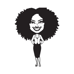 Beautiful Woman in Formal Dress Black and White Illustration Vector Art Design