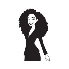 Beautiful Woman in Formal Dress Black and White Illustration Vector Art Design
